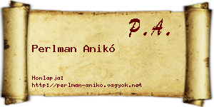 Perlman Anikó névjegykártya